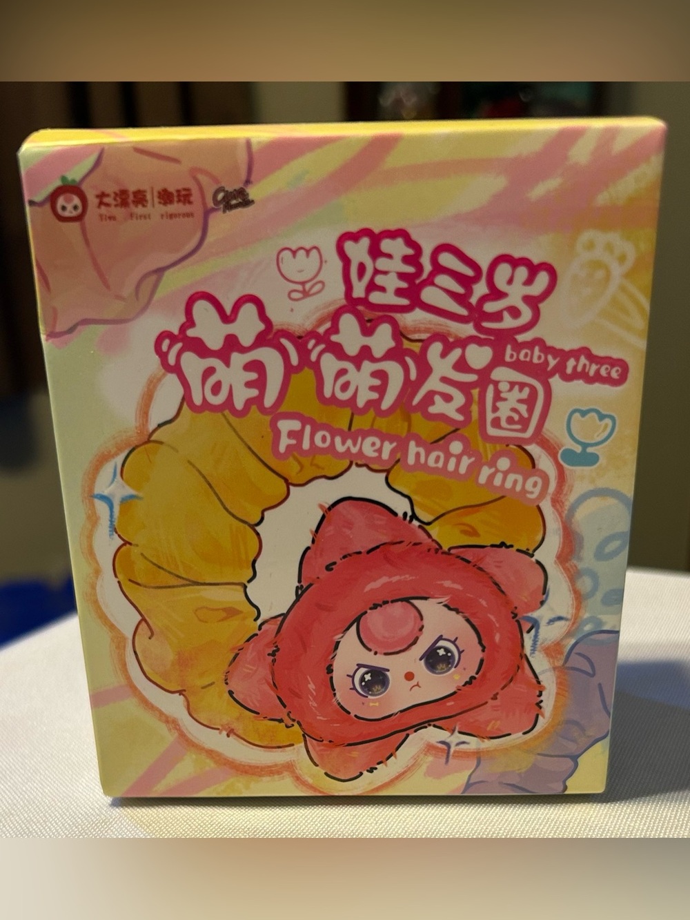 Baby Three Flower Hair Ring - Pink and Yellow